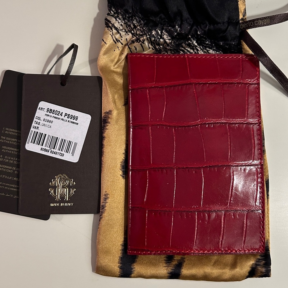 Roberto Cavalli leather passport holder